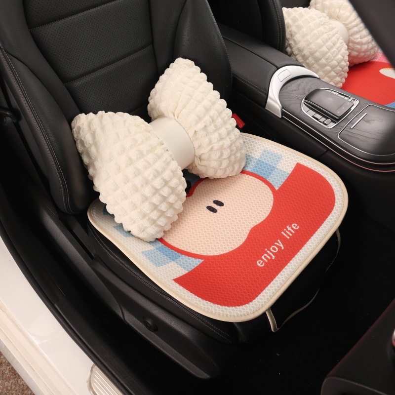 Car Seat Cushion Cartoon Design for Women, Half-Cover Seat Cover Suitable for All Seasons, Car Seat Cover, Summer Ice Silk