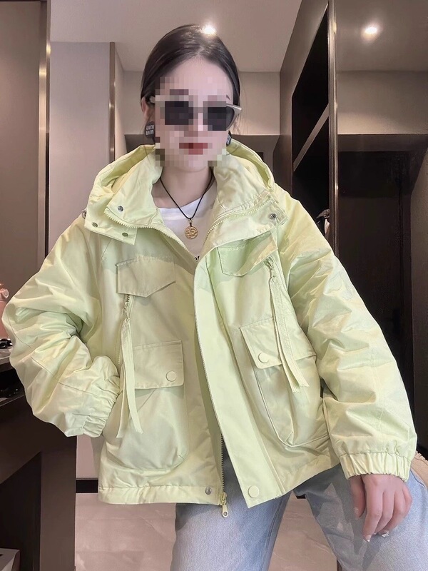 Colorful European-Style Women's Jacket Spring New Large Pocket Casual Workwear Loose Creative Hooded Outerwear