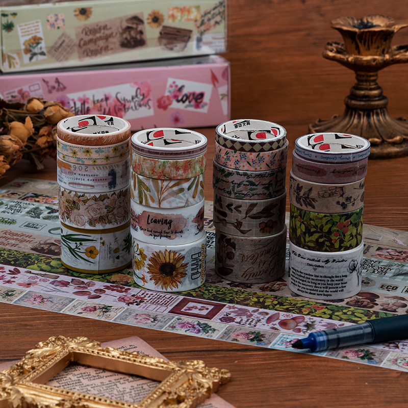 Bosque sueño serie mano cuenta y cinta de papel caja regalo traje DIY retro planta material decorativo papelería pegatinas