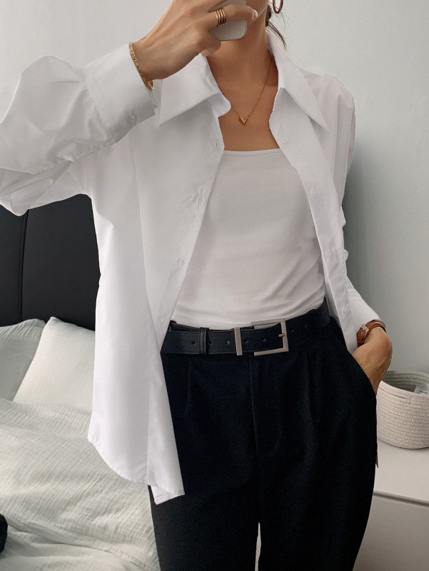 跨境欧美休闲度假高级长袖纽扣上衣衬衫女装2025秋冬亚马逊独立站|undefined