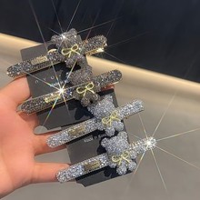 闪钻小熊发夹新款高端精致发卡女成人侧边可爱刘海夹百搭鸭嘴夹