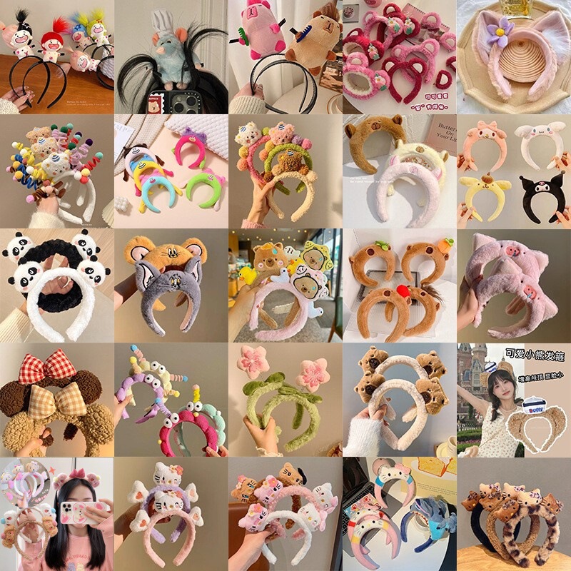 Cute Face Wash Special Headband for Women 2024 New Cartoon Headwear Hairband Headband Plush Hairpin Gift Wholesale