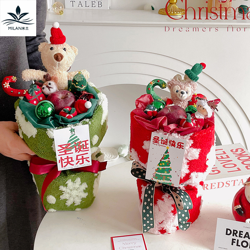 Tarjeta de felicitación navideña al por mayor del fabricante, ramo de Navidad, tarjeta de ramo DIY, tarjeta de mensaje de bendición navideña