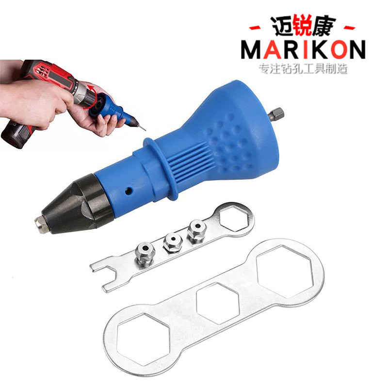 跨境工程ABS塑料款电动铆钉螺母枪 拉铆无绳铆钻适配器自动铆钉枪