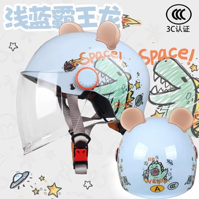 Motosiklet dəbilqələri | 3C Certified Kidsren's Helmet for Boys - one-size-fits-all-big-childrens-model-tyrannosaurus-rex-long-and-free-bear-ears