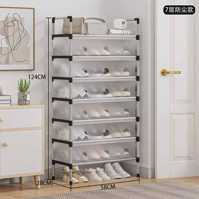 Estante de zapatos multicapa a prueba de polvo fácil de almacenar artefactos mágicos puerta dormitorio cubre espacio pequeño gabinete de zapatos multifuncional hogar ahorro de espacio