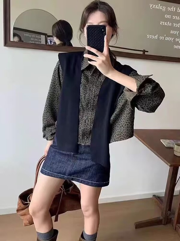 高端披肩豹纹长袖衬衫女欧洲站25秋季新款韩版时尚百搭显瘦夹克潮|undefined