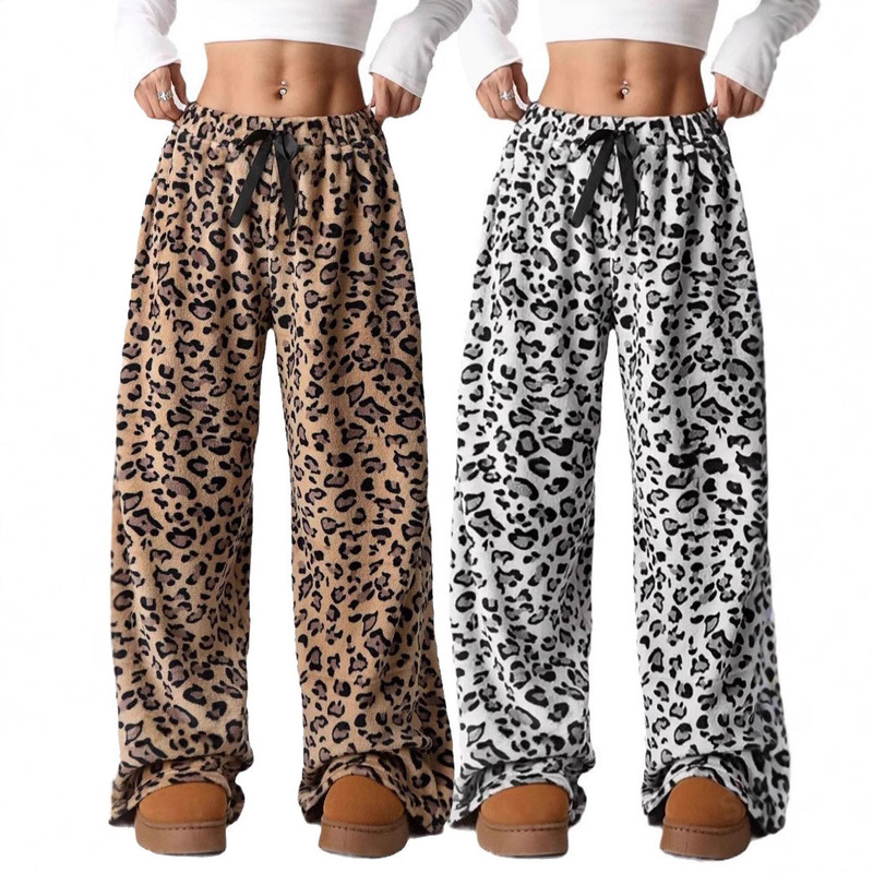 in stock cross-border TK Amazon temu AliExpress Europe and the United States new casual pants Leopard print pants wide leg pants