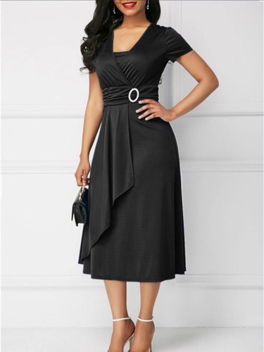 Wish independent website: European and American-style chic asymmetric maxi dress with V-neck