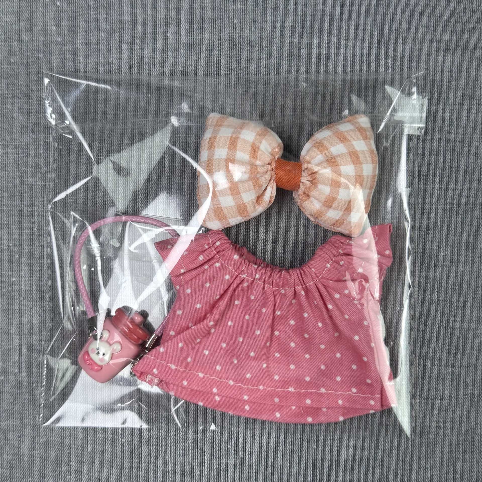 Adecuado para muñeco de peluche de 17cm, colgante, falda de muñeca, vestido de muñeca, traje de muñeca Macarons de 17cm con accesorios