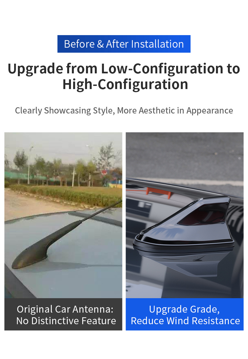 Factory new modified shark fin antenna with radio receiver, car roof decoration, signal booster, front-mounted car antenna