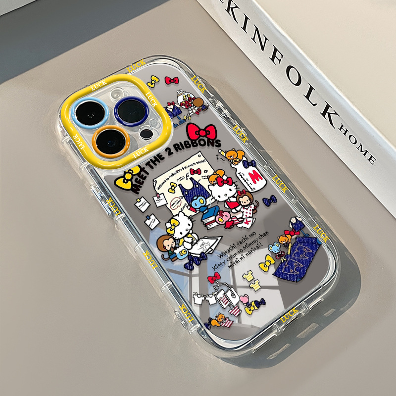 Suitable for Iphone16 Mirror Phone Case Cute Hello Kitty Apple 15Promax Cartoon 17 Bow Kt Cat