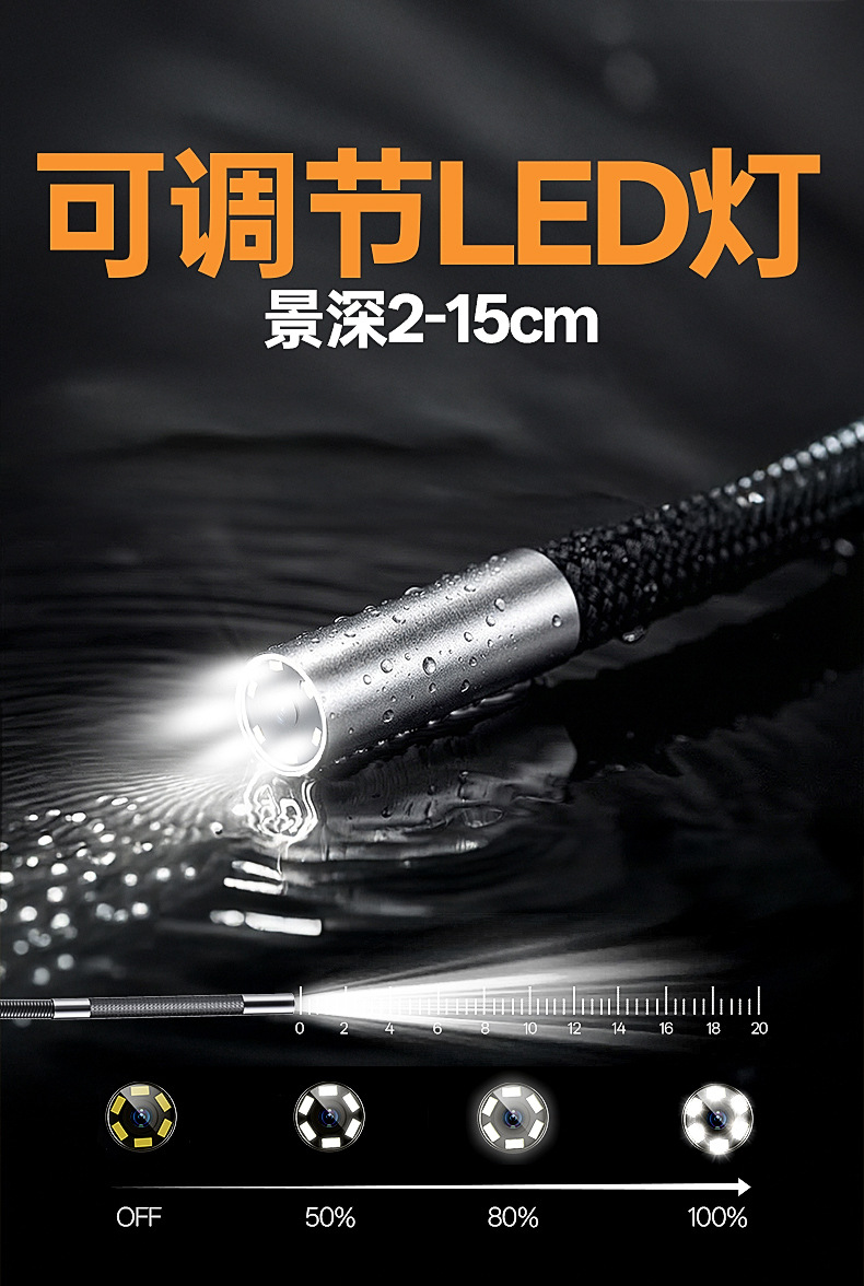 Handheld Industrial Endoscope Probe Automotive Pipeline HD Detection Tool 360° Rotating Camera Inspection Borescope