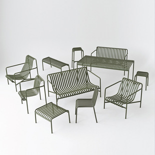 Outdoor Leisure Backrest Sofa Coffee Shop Table and Chairs Balcony Courtyard Coffee Table Cross-Border Iron Leisure Long Table and Chairs Stools
