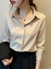 法式真丝长袖衬衫女2025早秋新款通勤职业内搭打底高级感别致衬衣