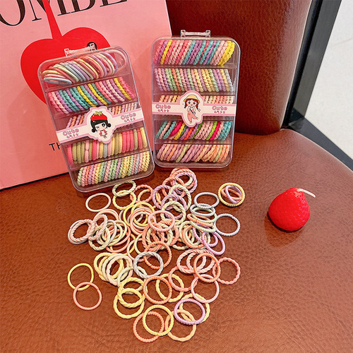 100 pack of children's candy-colored hair ties for girls, non-damaging colored elastic bands, high elasticity baby hair ties