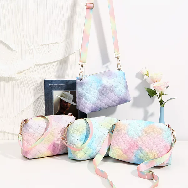 Guangzhou Yunwu Colorful Diamond-Patterned Women's Small Square Bag, Single Shoulder Crossbody Bag, Fresh Style Phone Bag, Fashionable Mini Bag
