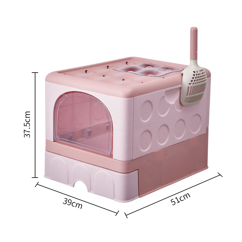 Bacina de arena para gatos totalmente cerrada, bacina de arena para gatos plegable, inodoro para gatos de tamaño super grande, tipo cajón anti-salpicaduras, bacina de heces para gatos para mascotas