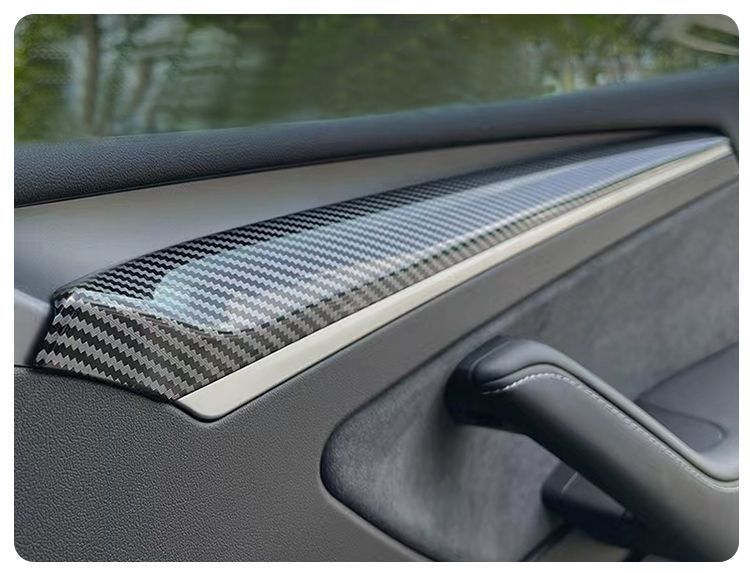 Suitable for Tesla Model 3/Y Car Door Dashboard Decorative Strip Accessories Carbon Fiber Center Console Protection Interior Decoration