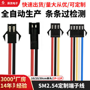 Sm2.54 Docking Terminal Block Plug-In Cold-Pressed Male and Female Terminal Wire Harness Processing Custom Red and Black Terminal Wire