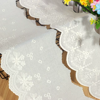 天缘花边辅料宽10.9-14.7cm米杏色棉布条花刺绣女装童装服饰蕾丝