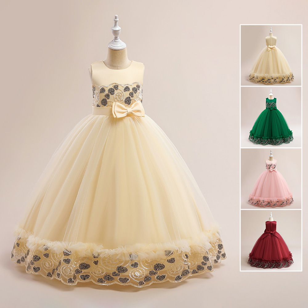 El Comercio exterior europeo y americano nuevos niños vestido de encaje bordado hilo hinchado princesa vestido de cena de gama alta vestido de rendimiento de piano