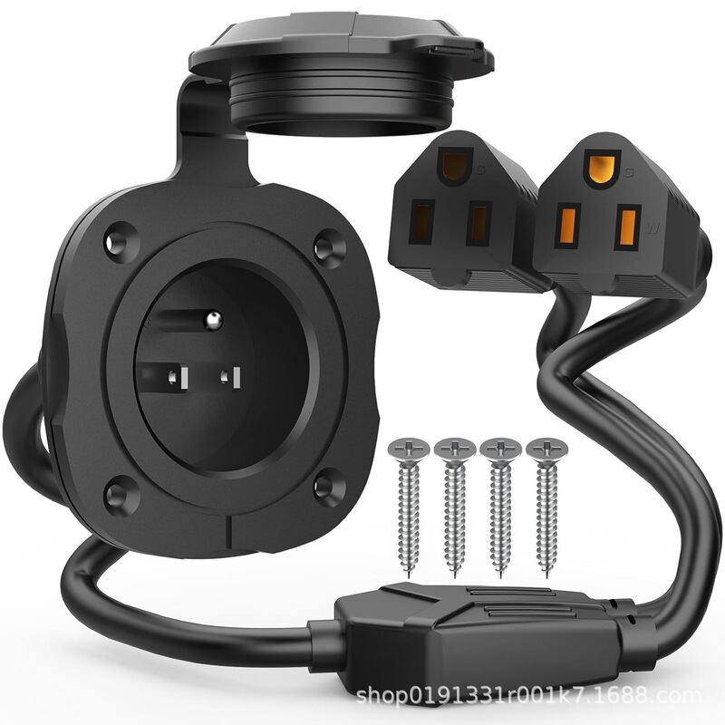 Heavy-Duty 20A 125V Ac Port Plug with Dual 5-in-1 T-Type Blade Adapter 12Awg Heavy-Duty 20A 125V Ac Port Plug with Dual 5-in-1 T-Type Blade Adapter 12Awg