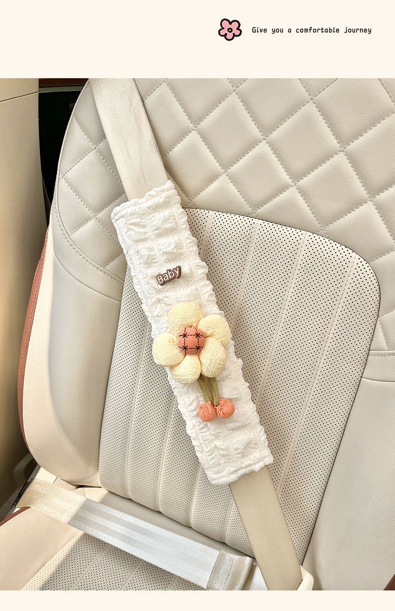 Car Seat Belt Shoulder Cover, Anti-Stranglehold Cartoon, Cute Car Interior, Universal Car Decoration Supplies for Women in All Seasons