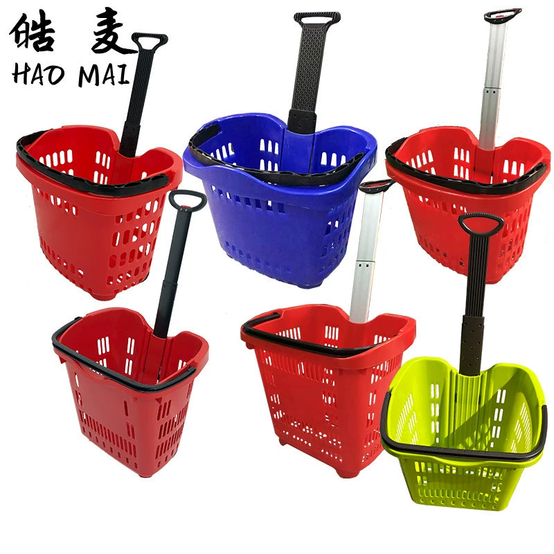 Корзина тележки супермаркета пластиковая катила корзина для покупок корзины тележки коммерчески