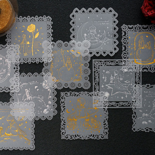Mo Mo Gilt Dream Series Lace Material Paper Retro Cut Out Lace DIY Handbook Decoration Base Collage Paper