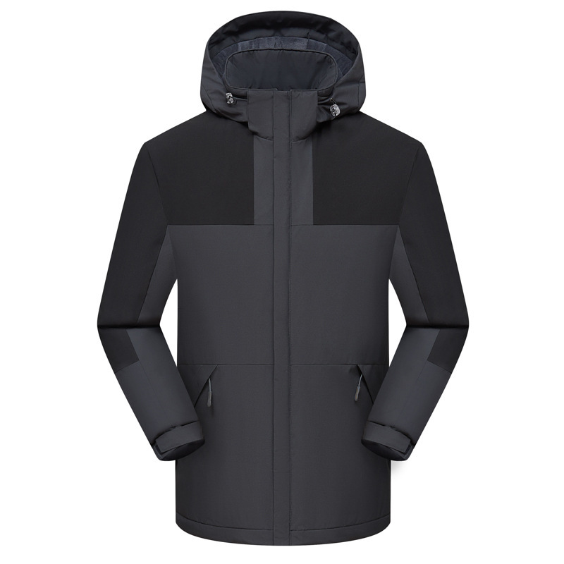 Abrigo de algodón acolchado forrado de lana para pareja para hombres y mujeres al aire libre sombrero desmontable impermeable color suelto a juego engrosado chaqueta súper suave al por mayor