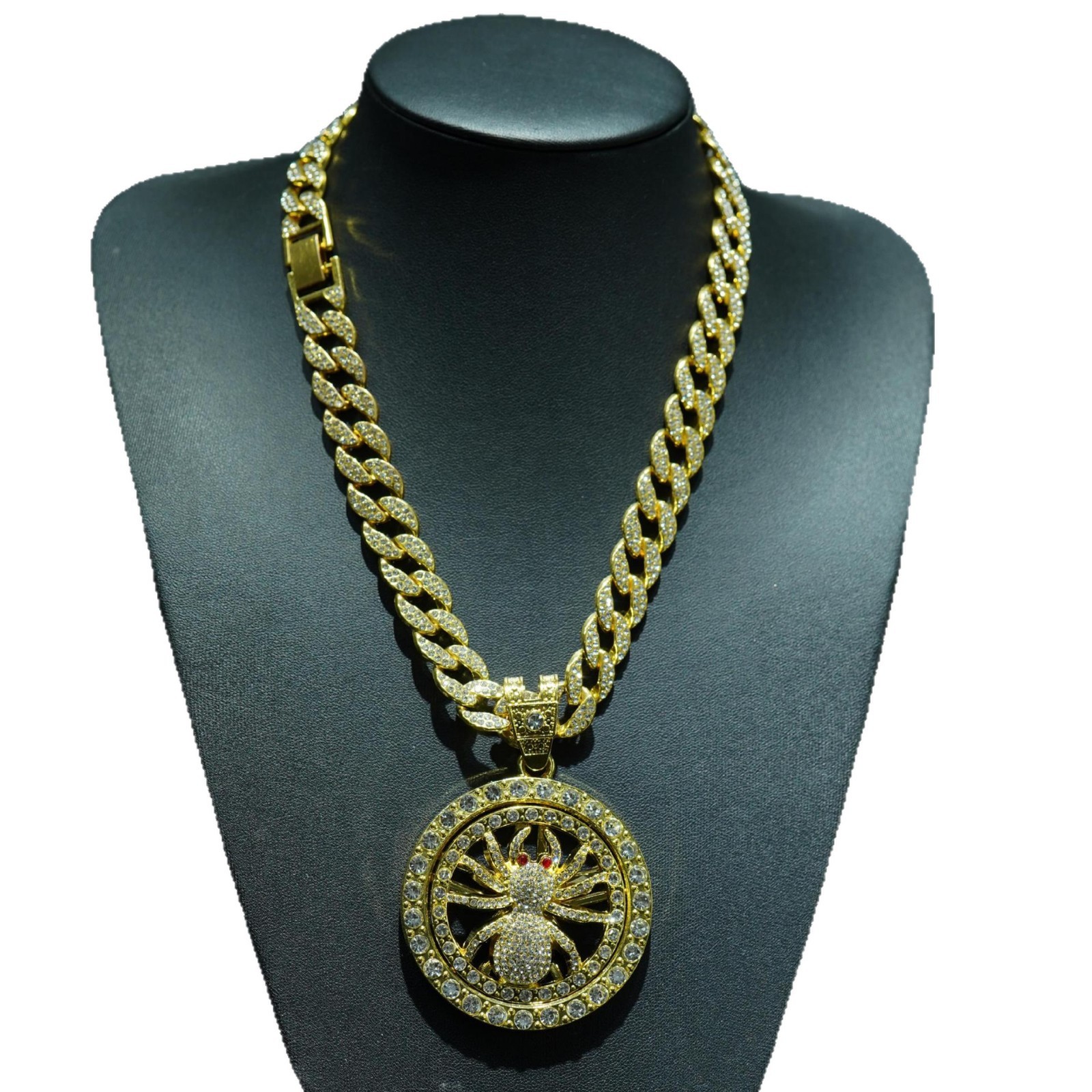 Nuevo collar transfronterizo rotativo colgante de araña personalidad colgante de animales accesorios de collar de hombre Hip Hop cadena cubana
