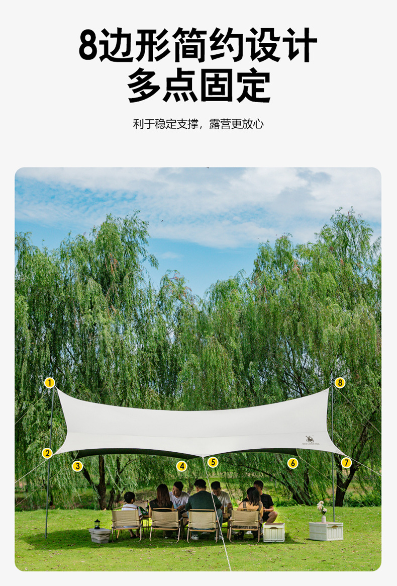 Outdoor Vinyl Canopy Thickened Tent Portable Camping Sunshade Rainproof Sun Protection Hexagonal Octagonal Picnic Butterfly-Shaped