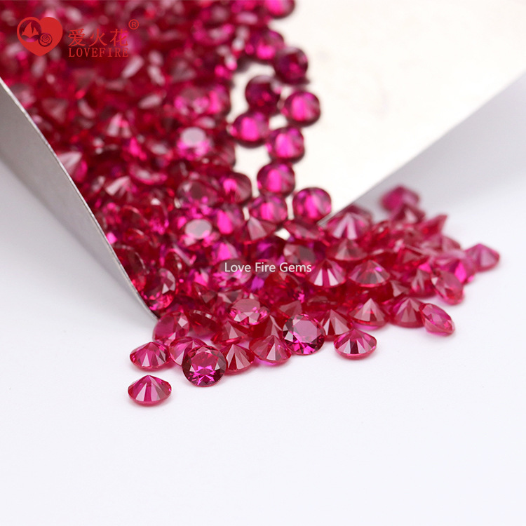 In Stock Synthetic Ruby No.3 No.5 No.8, Bright Cut Loose Stone, Round Red Corundum
