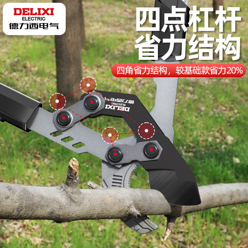 Delixi Electric Coarse Branch Shears sk5 Steel Telescopic Long Handle Fruit Tree Heavy Shears Coarse Branch Garden Tools Pruning Shears