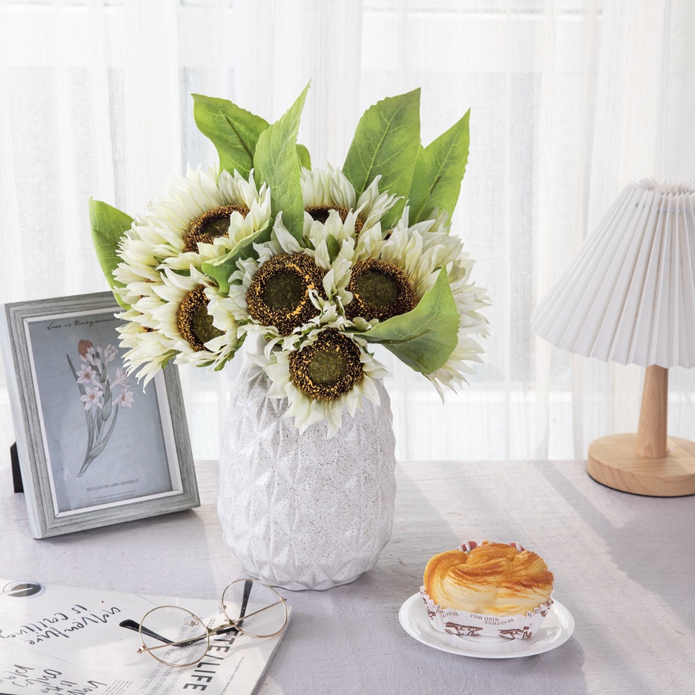 批發向日葵花束廠家婚慶裝飾品仿真花綠植物跨境INS假花YC1038