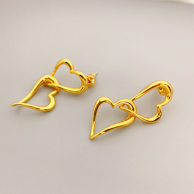 Fashion Heart Shape Copper Plating Drop Earrings 1 Pair