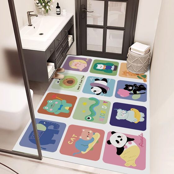 Bathroom Floor Mats with Large Area Fully Covered with Diatom Mud Floor Mats, Cartoon Cute Quick-Drying Absorbent Mats, Stain-Resistant and Easy-To-Clean Foot Mats