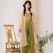 改良宋裤对襟汉元素国风改良汉服女夏新款汉元素外衫吊带宋裤