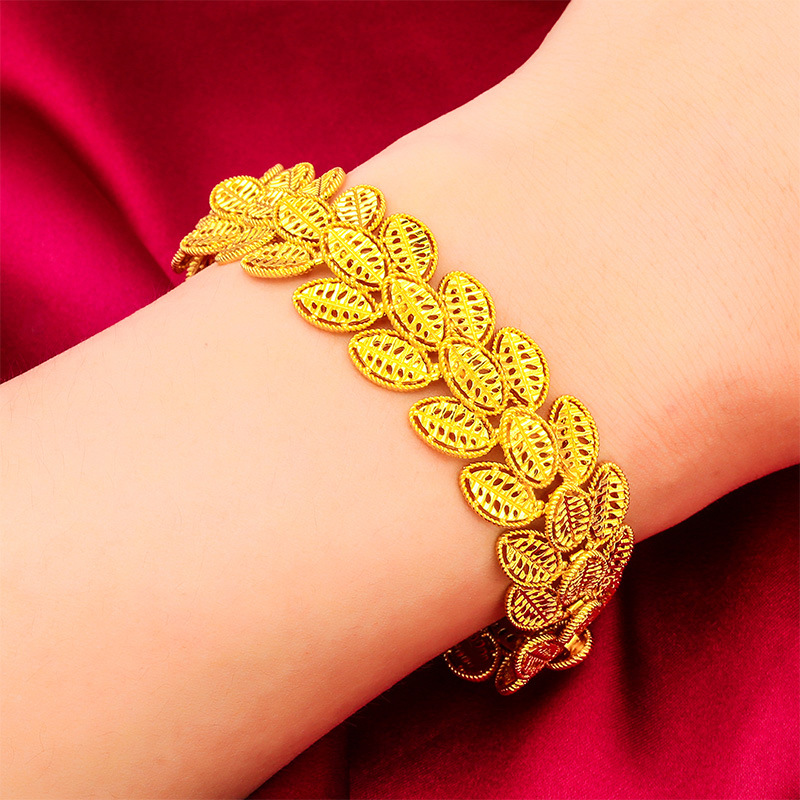 Bracciale unisex alla moda con foglia d'albero, bracciale a tesa larga con foglia_voghion.com