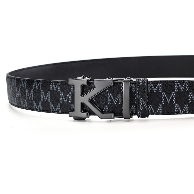 Men's Premium Leather Belt With Automatic Buckle M Letter Design_voghion.com