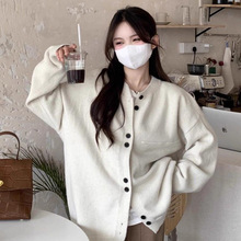 【鑫选】韩系针织宽松慵懒设计针织衫外套软糯双扣开衫上衣