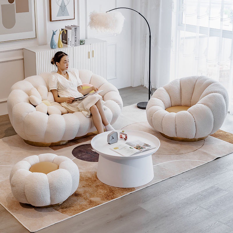 Sofá de calabaza de lujo ligero en línea pequeño dormitorio doméstico sala de estar perezosa encantadora doble sofá de tienda de tatami