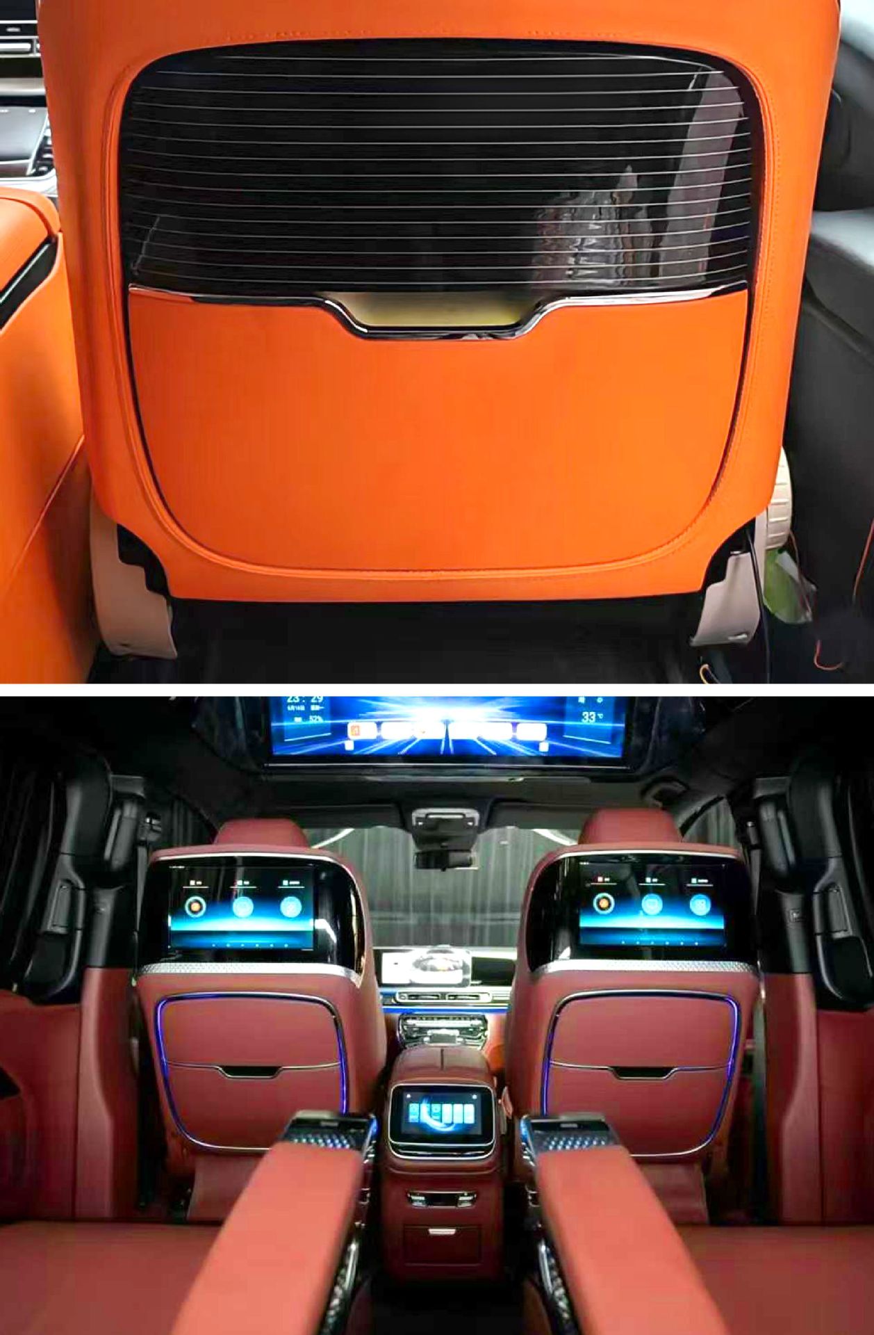 Suitable for Mercedes-Benz Vito V-Class Upgrade with Rear Entertainment Screen, Backrest Table, Car-Mounted Folding Small Table, Interior Upgrade
