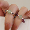 Organic tourmaline elastic universal ring pomegranate jade, silver 925 sample