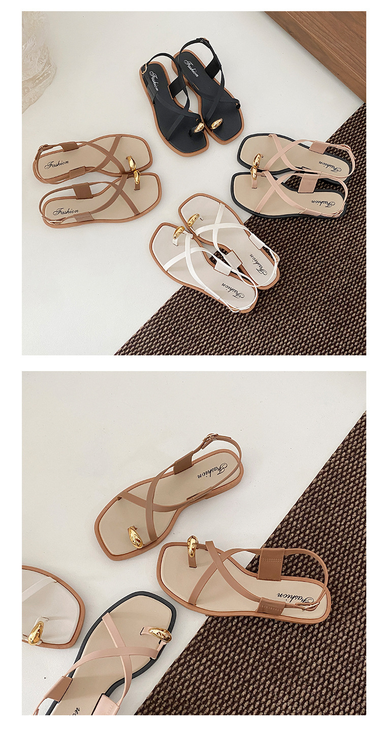 Roman-style Women's 2026 Summer New Model, Outdoor Wear, Non-slip, Trendy Hollow-out Flat PVC Thong Sandals For Women_vogvips.com