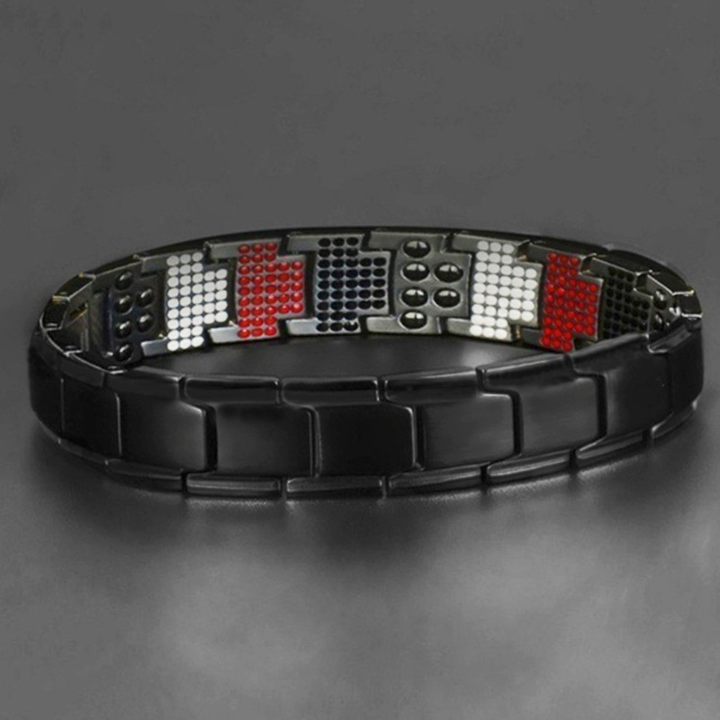 Geometric Pattern Men's Gender Enamel, Inlay Design Fashion Geometric Alloy Enamel Inlay Magnet Men's Bracelets Men's Chain Bracelets
