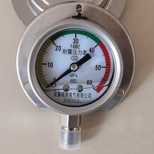 Y-60BFZ徑向帶后邊不銹鋼耐震壓力表帶三色色標