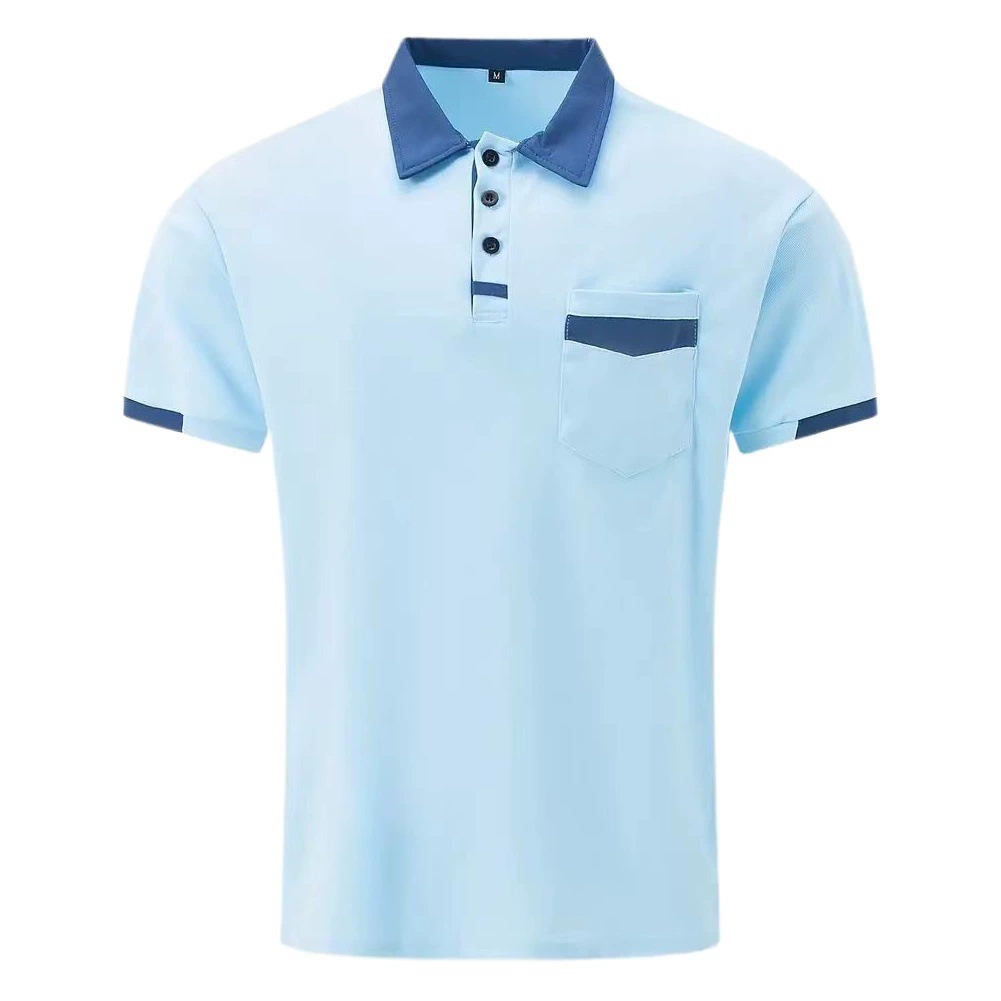 Европейская и американская трансграничная 2024 Летняя быстрая распродажа Amazon Мужская рубашка-поло с карманами в тон, Спортивная рубашка-поло