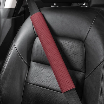 Seat belt shoulder pad: Cover 38/50cm Extended Anti-Wear - no-logo-38cm-suede-burgundy-shoulder-pad-single-ao1di